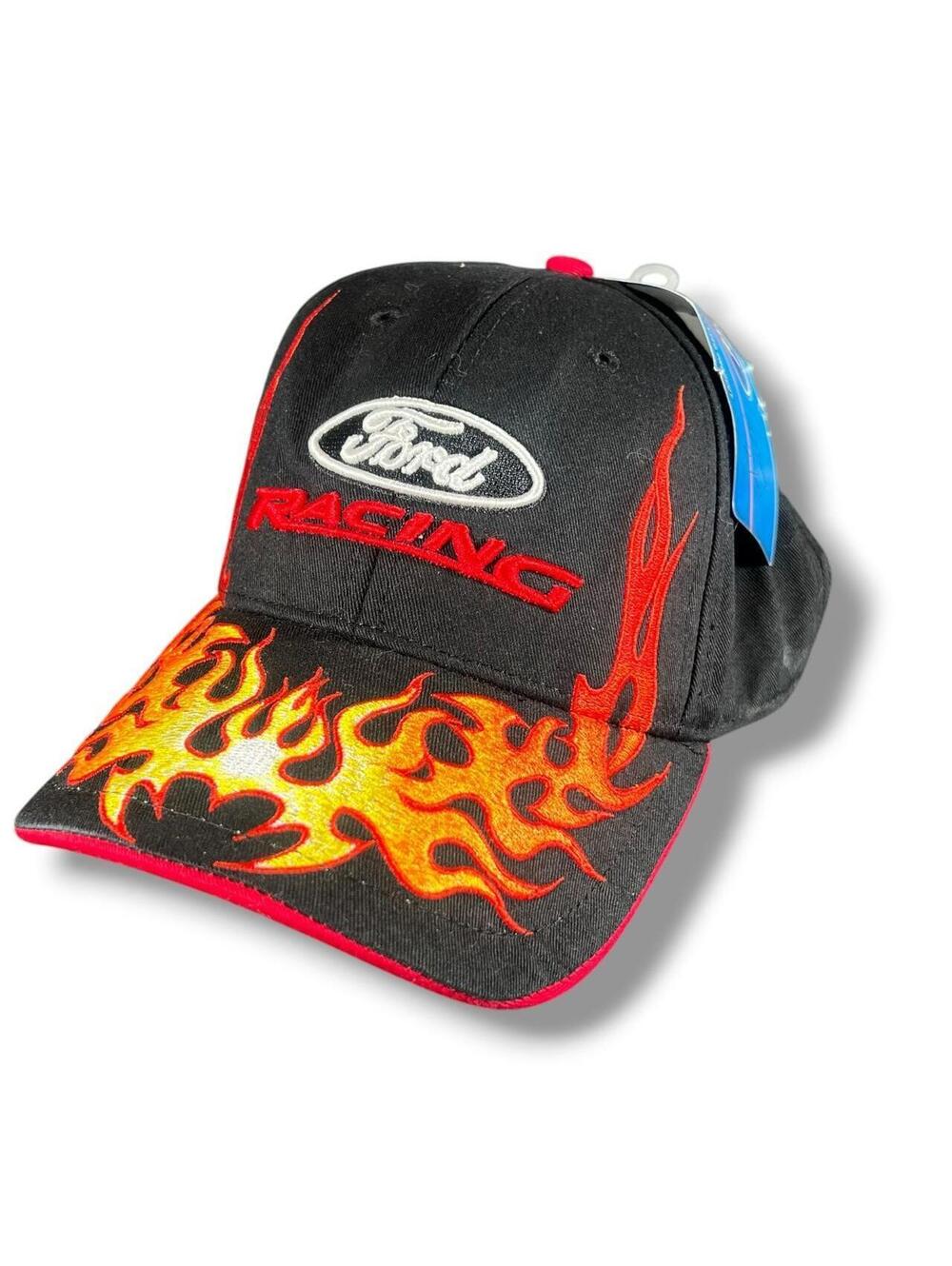 Deadstock Ford Racing Flame Embroidered Black + Red Adjustable Baseball Cap